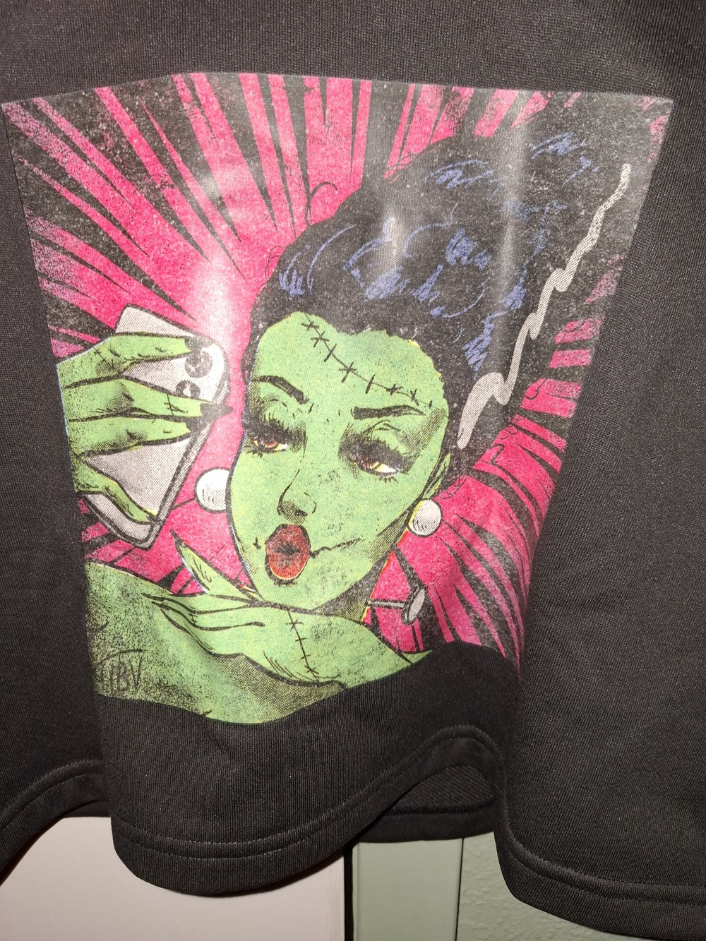 ROMWE Green & Pink Monster Selfie Art Print